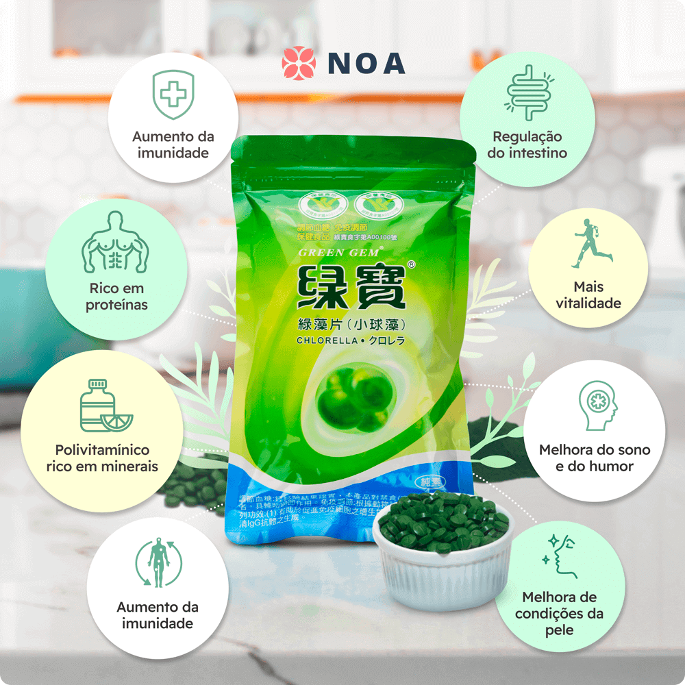 Kit 3x Chlorellas (250mg) 1000 Comprimidos - Green Gem comprar aqui