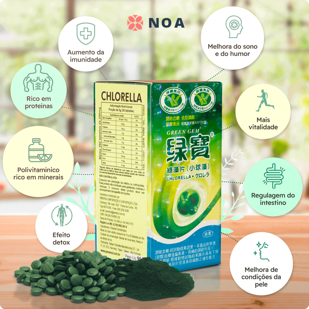 Kit 3x Chlorella Pura 360 Comprimidos - Green Gem comprar aqui