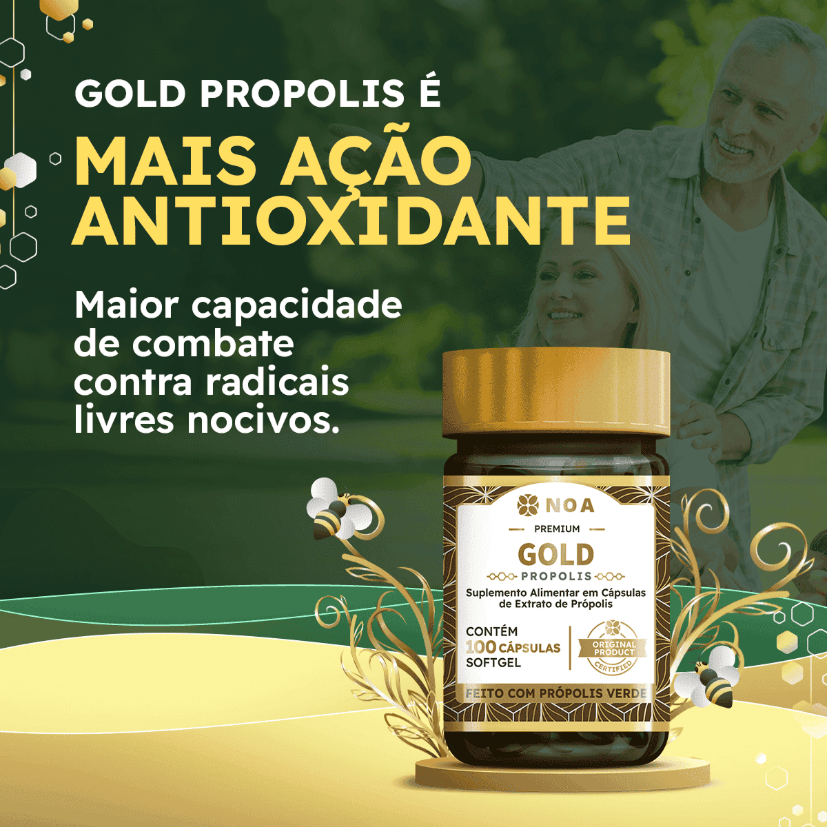 Gold Propolis - 100% Própolis Verde Concentrado 100 Cápsulas Softgel ...