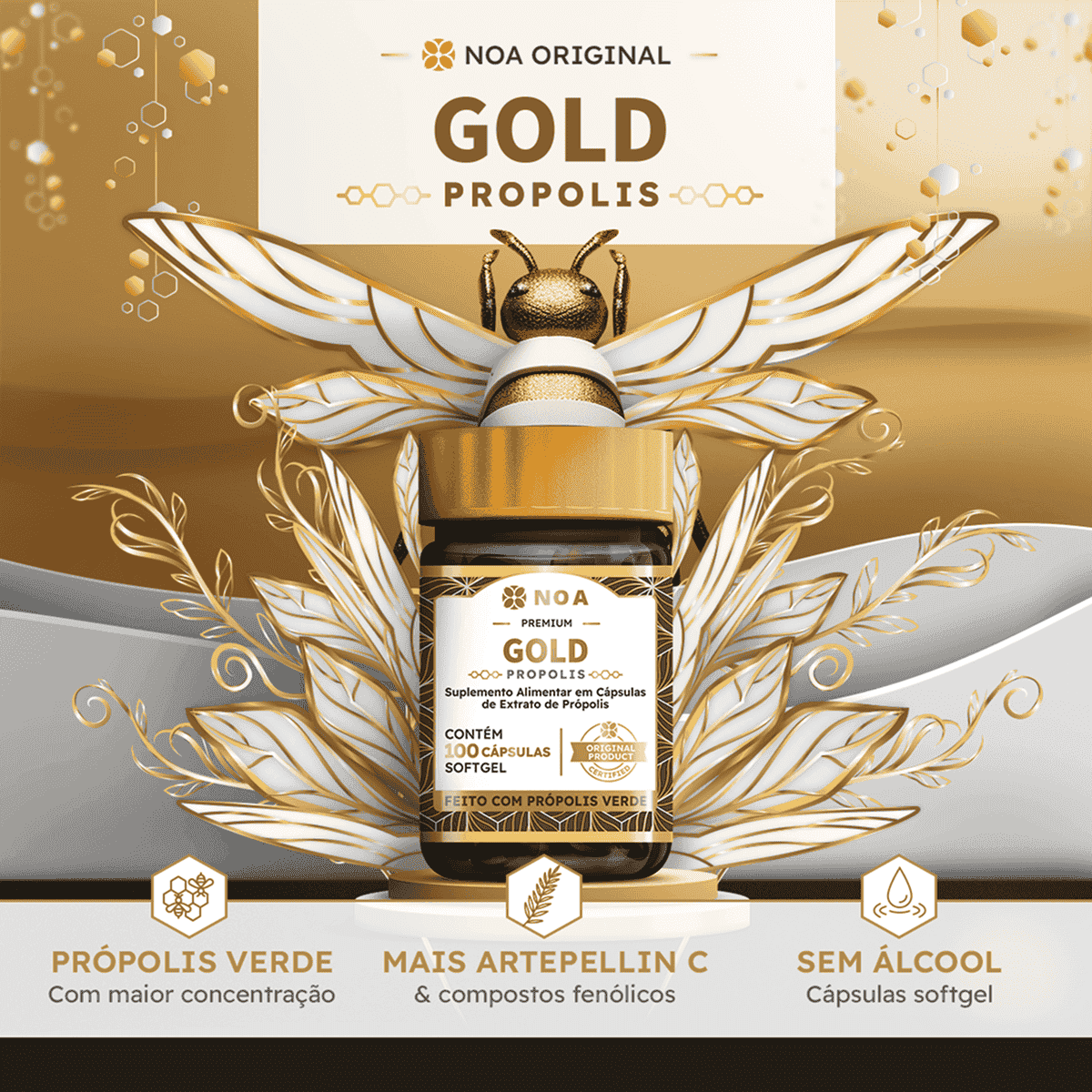 Gold Propolis NOA – Própolis Verde Concentrada para Imunidade